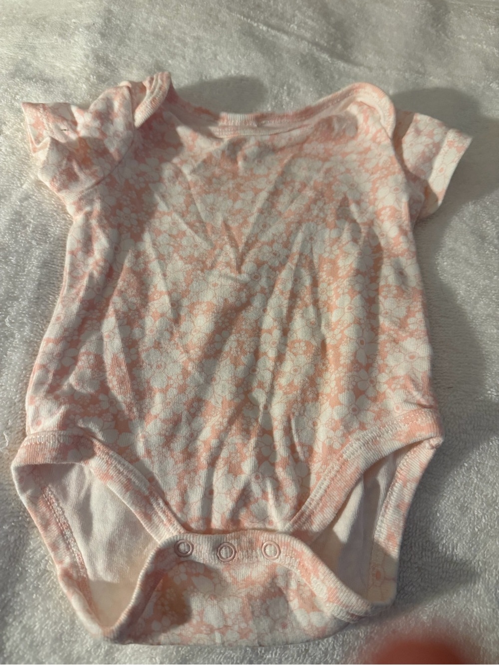 Carter's Peach Floral Short-Sleeve One-Piece Bodysuit